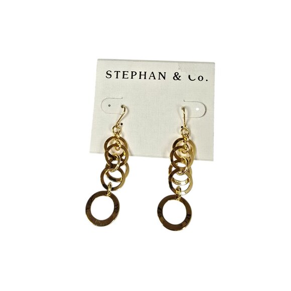 Stephan & Co Gold Plated Dangle Hook Earrings NWT - Picture 1 of 3